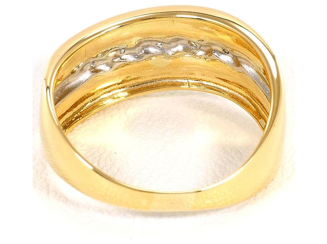 Autre Marque 18K Gelbgold- und Platin-Ring mit Diamant Golden - Ansicht 4