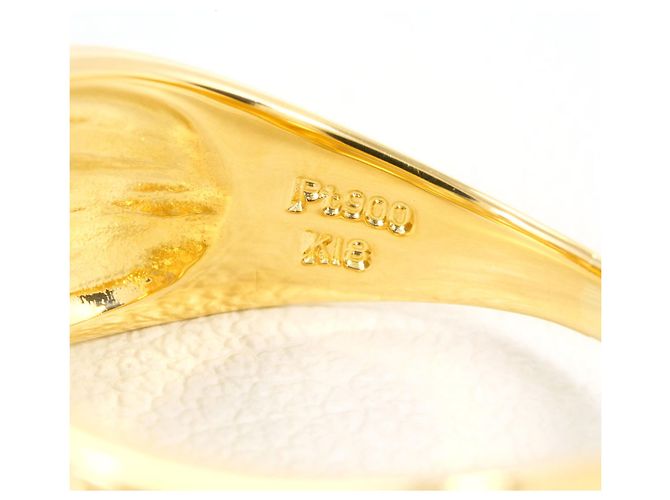Autre Marque 18K Gelbgold- und Platin-Ring mit Diamant Golden - Ansicht 5
