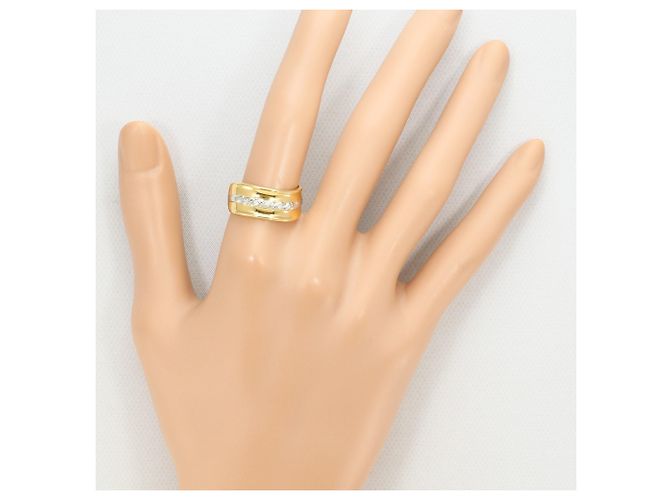 Autre Marque 18K Gelbgold- und Platin-Ring mit Diamant Golden - Ansicht 7