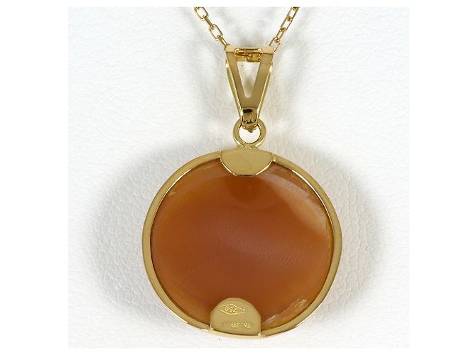 Autre Marque Collar de oro amarillo de 18K con camafeo de concha Dorado - vista 3