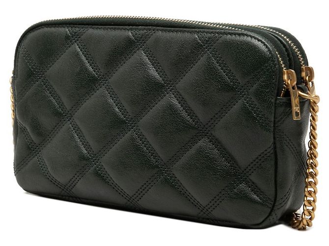 Pochette Becky con logo Saint Laurent YSL a doppia zip, borsa a tracolla con catena Verde - vista 2