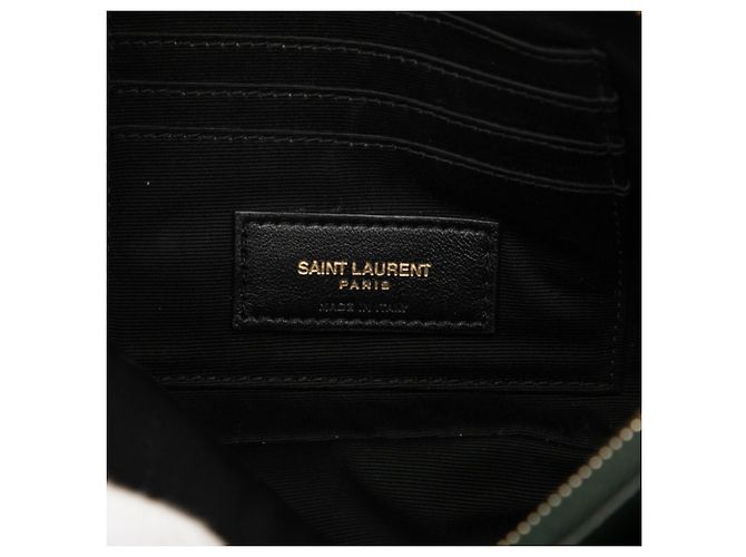 Pochette Becky con logo Saint Laurent YSL a doppia zip, borsa a tracolla con catena Verde - vista 5