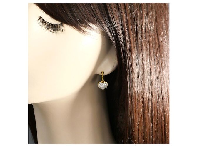 Autre Marque Orecchini a cerchio in oro giallo 18K e oro bianco con diamanti D'oro - vista 6