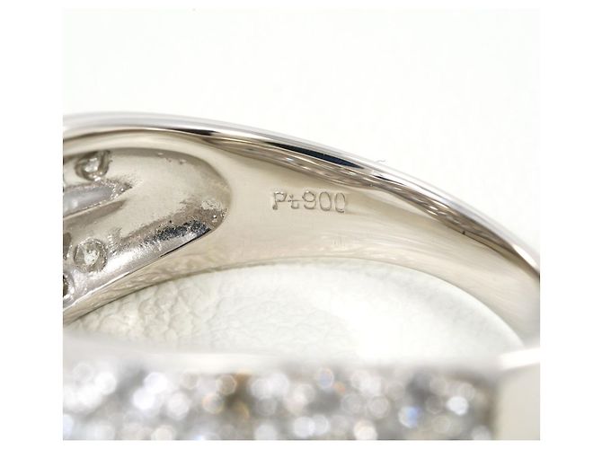 Autre Marque Anello a fascia in platino e diamanti - vista 5
