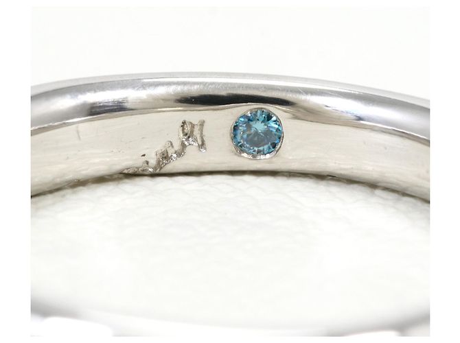 Autre Marque Anello a fascia in platino con accenti blu e diamanti - vista 5