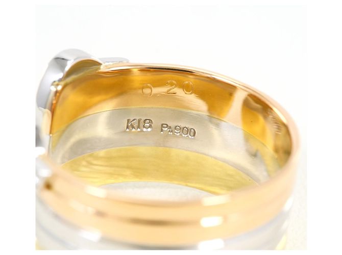 Autre Marque Platin- und Goldring mit Diamant Golden - Ansicht 5