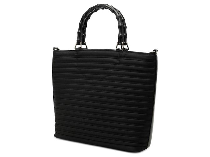 Borsa Tote Gucci Bamboo Nero - vista 2