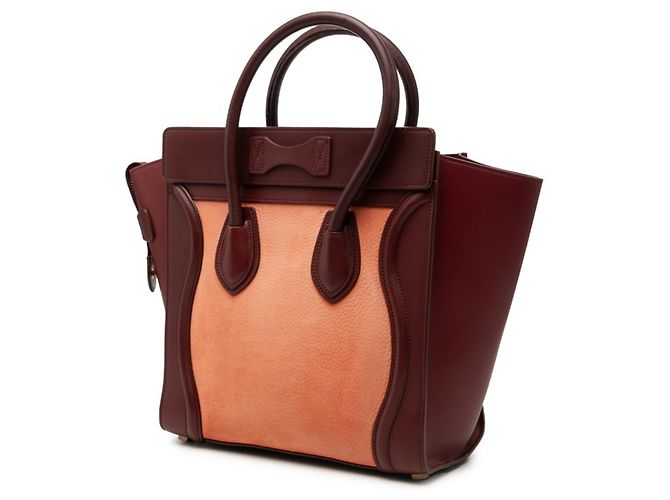 Céline Borsa Celine Luggage Micro Shopper Rosso Arancione Bordò - vista 2