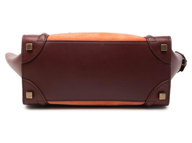 Céline Borsa Celine Luggage Micro Shopper Rosso Arancione Bordò - vista 3