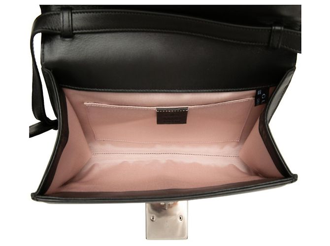 Borsa a tracolla in pelle nera con Interlocking G Gucci Nero - vista 4