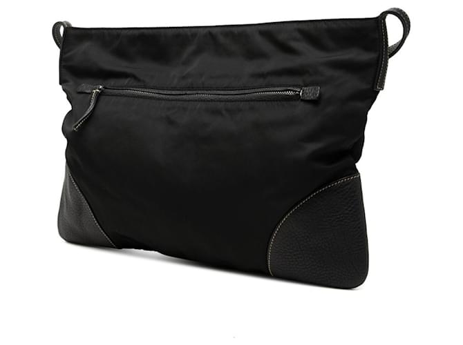 Borsa a tracolla con placca logo Triangle Prada Nero - vista 2