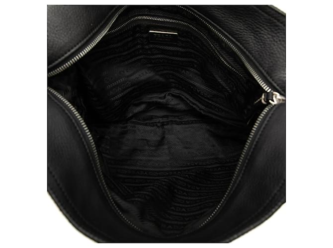 Borsa a tracolla con placca logo Triangle Prada Nero - vista 4
