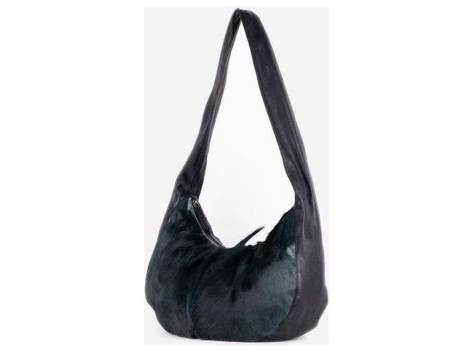 Borsa a tracolla e messenger Dries Van Noten SS15 in pelo di pony Verde - vista 2