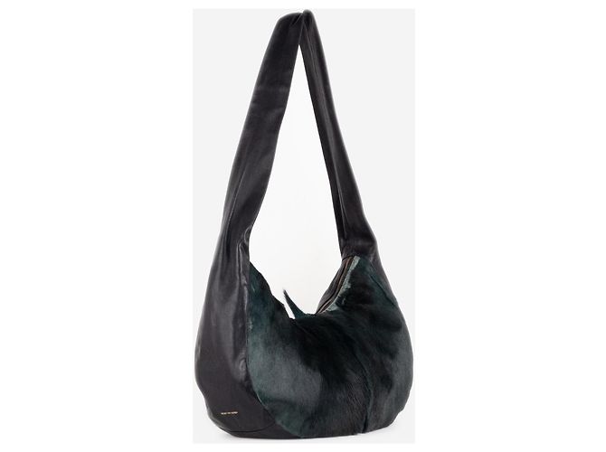 Borsa a tracolla e messenger Dries Van Noten SS15 in pelo di pony Verde - vista 3