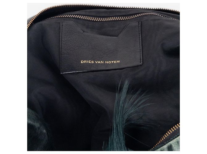 Borsa a tracolla e messenger Dries Van Noten SS15 in pelo di pony Verde - vista 7