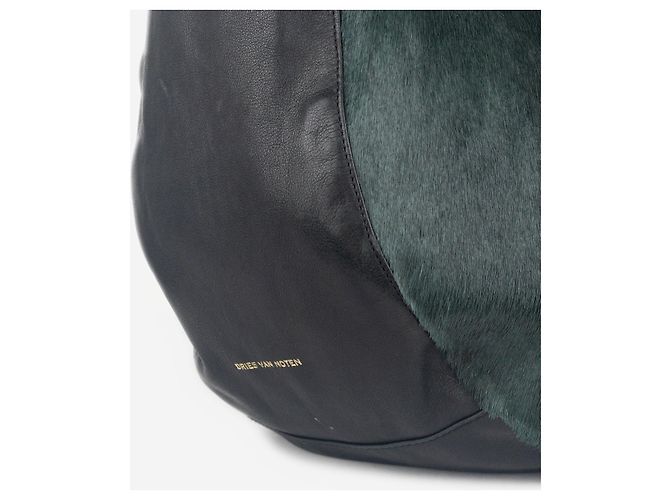 Borsa a tracolla e messenger Dries Van Noten SS15 in pelo di pony Verde - vista 8