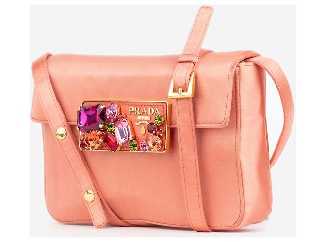 Borsa a tracolla da sera in raso con pietre preziose Prada anni 2000 Rosso - vista 2