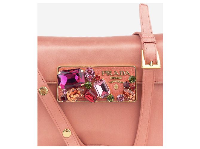 Borsa a tracolla da sera in raso con pietre preziose Prada anni 2000 Rosso - vista 5