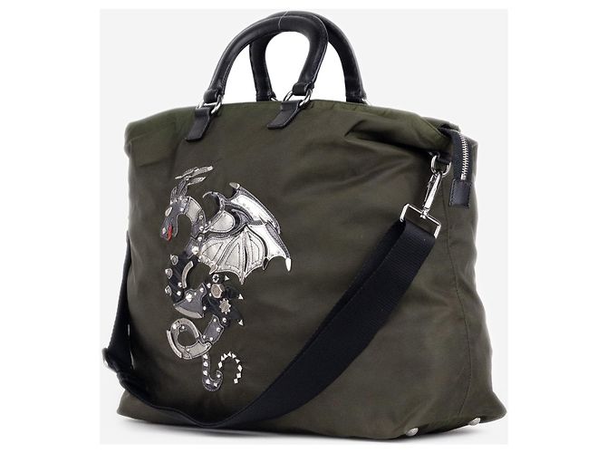 Borsa Prada 2000s Large Tessuto 2-Way Dragon Verde - vista 2