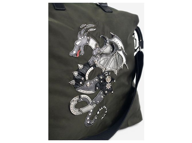 Borsa Prada 2000s Large Tessuto 2-Way Dragon Verde - vista 5