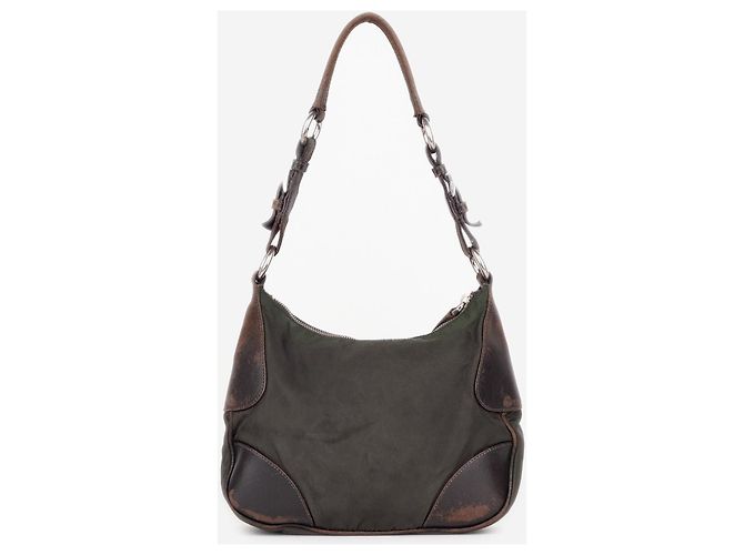 Borsa a tracolla hobo ibrida Tessuto Prada anni 2000 Verde - vista 3