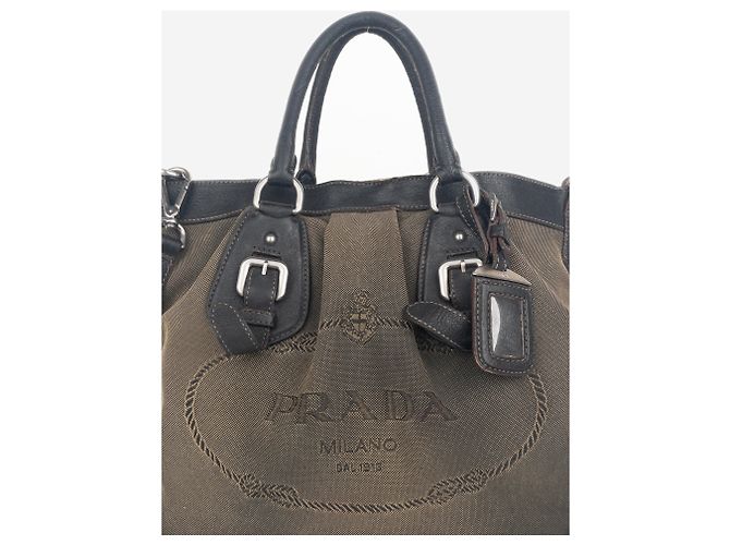 Prada Jacquard Canvas Shopper Handtasche aus den 2000ern Grün - Ansicht 3