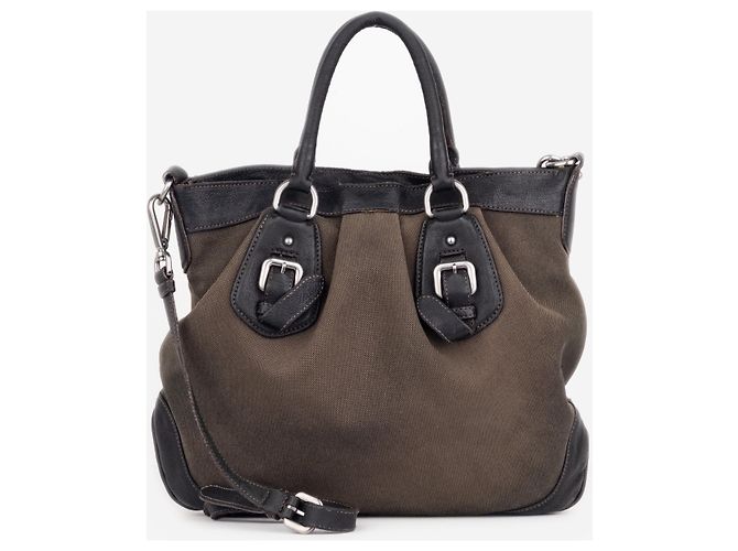 Prada Jacquard Canvas Shopper Handtasche aus den 2000ern Grün - Ansicht 4