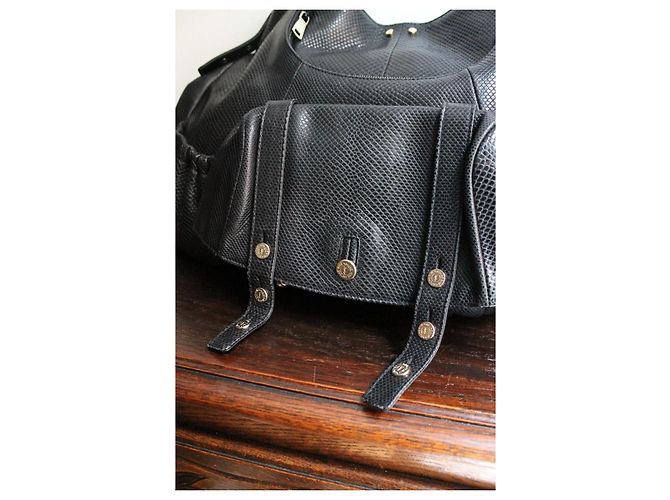 Yves Saint Laurent Borsa Mombasa in Pelle di Lucertola Nera - vista 4