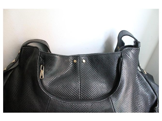 Yves Saint Laurent Borsa Mombasa in Pelle di Lucertola Nera - vista 5