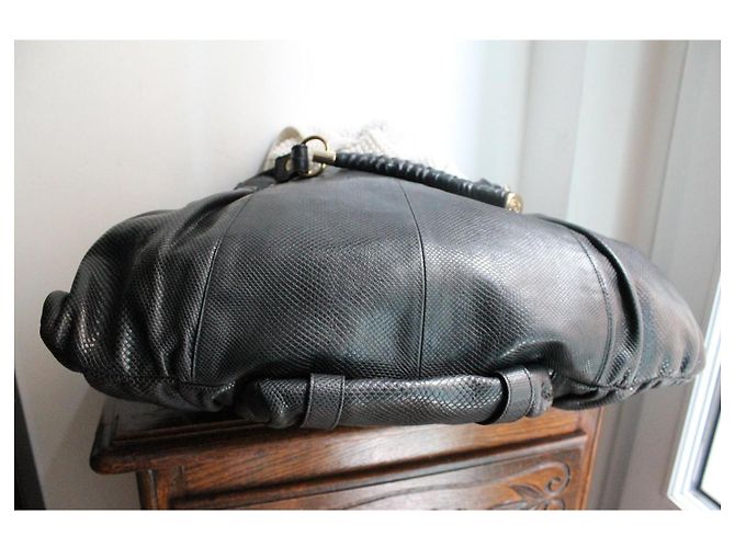 Yves Saint Laurent Borsa Mombasa in Pelle di Lucertola Nera - vista 9