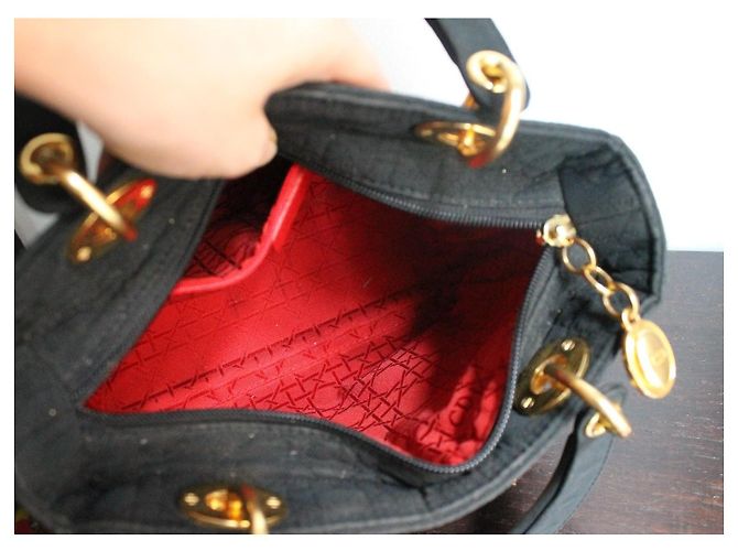 Dior Lady Dior Borsa in Tela Nera Nero - vista 10