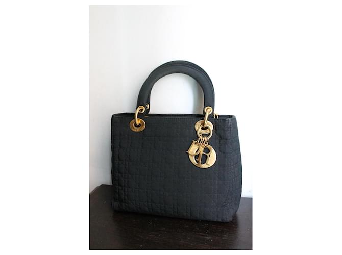 Dior Lady Dior Borsa in Tela Nera Nero - vista 2