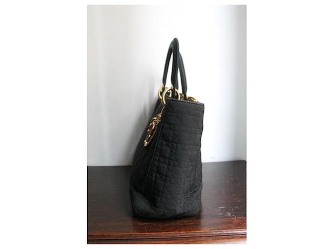 Dior Lady Dior Borsa in Tela Nera Nero - vista 3