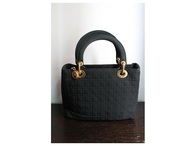 Dior Lady Dior Borsa in Tela Nera Nero - vista 4