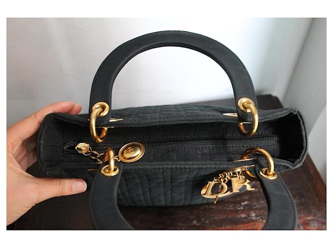 Dior Lady Dior Borsa in Tela Nera Nero - vista 7