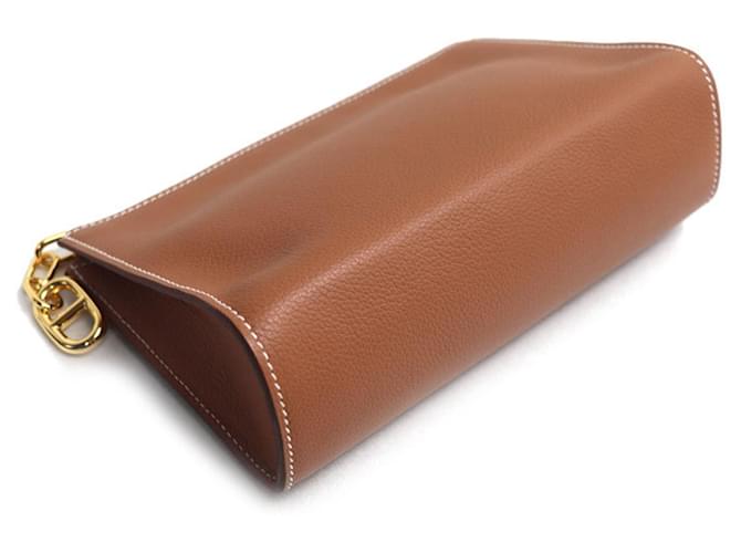 Hermès Pochette Hermes Zip Ango PM in Gold D'oro - vista 3