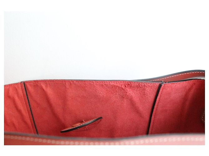Borsa a secchiello Céline rosa scuro in pelle e tela Marrone - vista 11