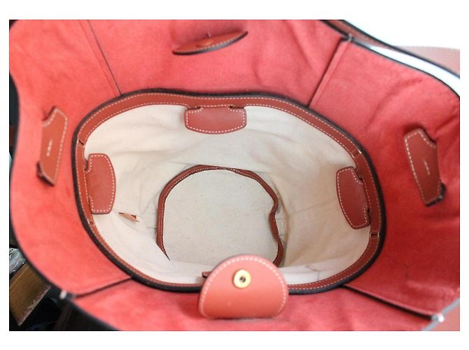 Borsa a secchiello Céline rosa scuro in pelle e tela Marrone - vista 12