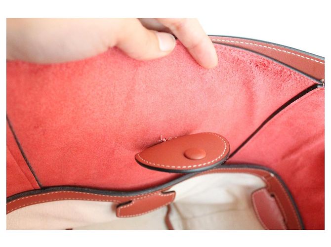 Borsa a secchiello Céline rosa scuro in pelle e tela Marrone - vista 13