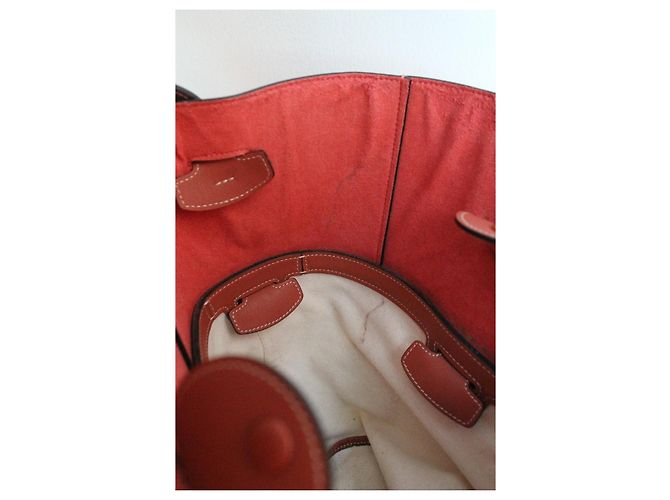 Borsa a secchiello Céline rosa scuro in pelle e tela Marrone - vista 15