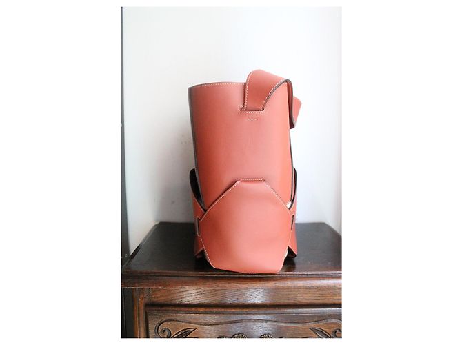 Borsa a secchiello Céline rosa scuro in pelle e tela Marrone - vista 4