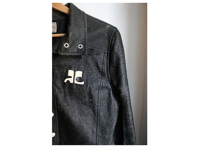 Courreges Courrèges Giacca in vinile nero con logo - vista 5