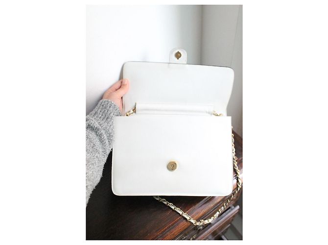 Chanel Handtasche Timeless vintage Modell aus cremeweißem Leder - Ansicht 10