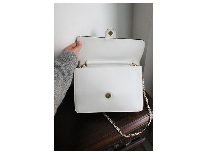 Chanel Handtasche Timeless vintage Modell aus cremeweißem Leder - Ansicht 11