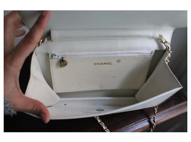 Chanel Handtasche Timeless vintage Modell aus cremeweißem Leder - Ansicht 12