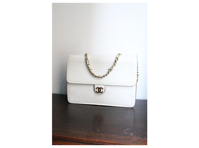 Chanel Handtasche Timeless vintage Modell aus cremeweißem Leder - Ansicht 3