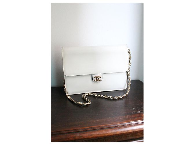 Chanel Handtasche Timeless vintage Modell aus cremeweißem Leder - Ansicht 4
