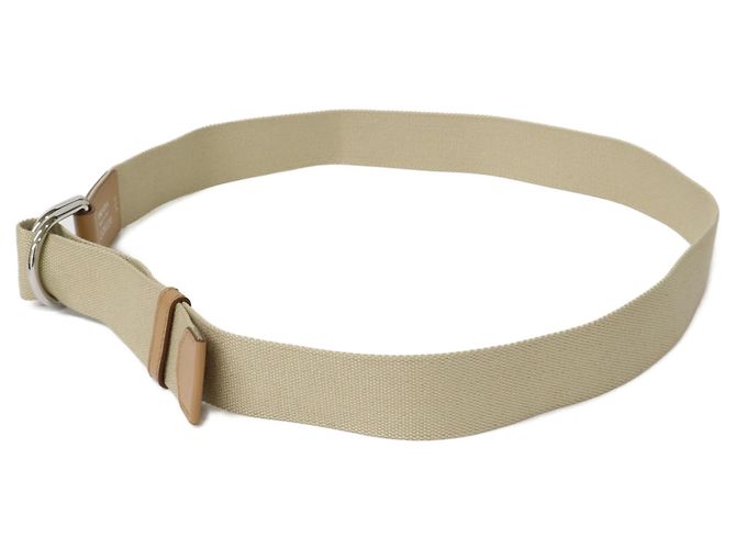 Prada Triangle Logo Plate Canvas Belt Beige - view 2