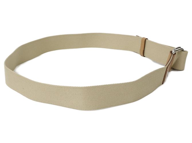 Prada Triangle Logo Plate Canvas Belt Beige - view 4