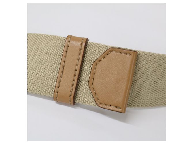 Prada Triangle Logo Plate Canvas Belt Beige - view 8